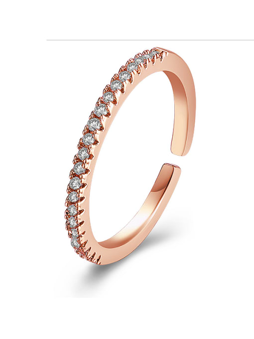 Rose Gold ,White Women Rose Gold Zircon Ring