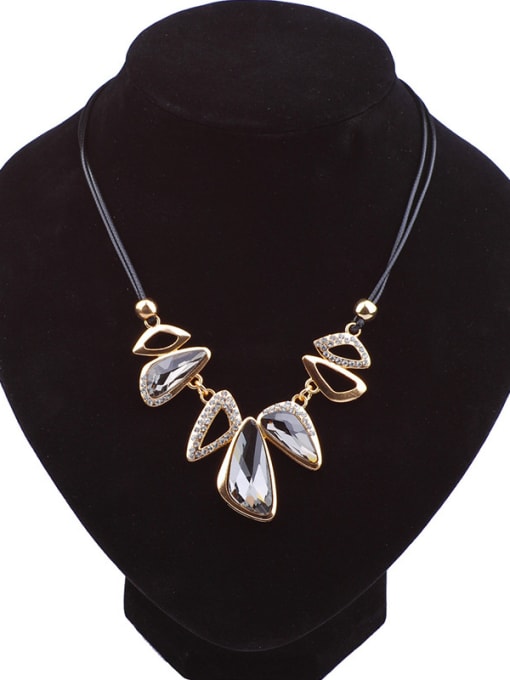 grey Fashion Irregular Stones Alloy Artificial Leather Necklace