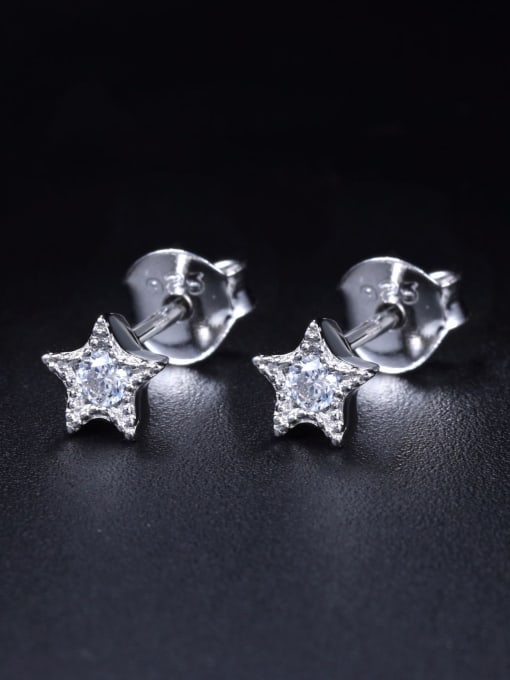 ZK Shiny Stone-studded Little Star 925 Silver Stud Earrings 0