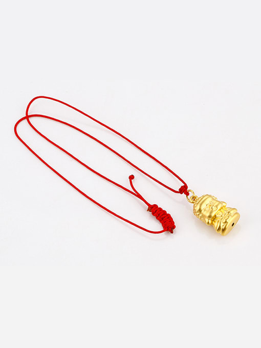 XP Copper Alloy 24K Gold Plated Laughing Buddha Red String Necklace 1