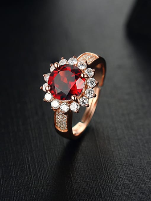 Deli Fashion Ruby Gemstone Flowery Engagement Ring