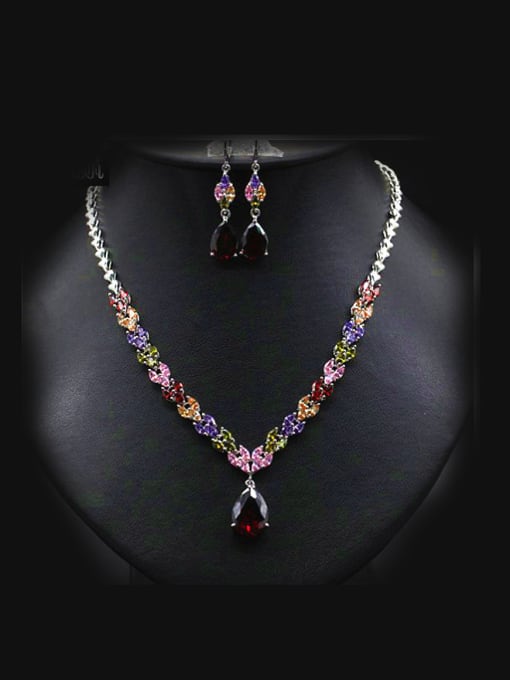 L.WIN Noble Color Zircon Two Pieces Jewelry Set 0