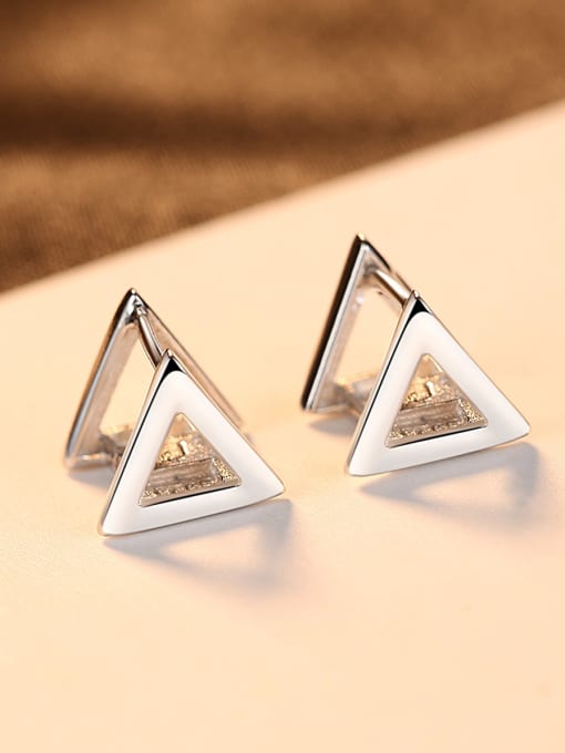 CCUI 925 Sterling Silver With Platinum Plated Simplistic Triangle Clip On Earrings 2