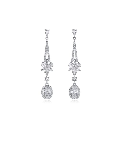 BLING SU Copper With Platinum Plated Fashion Flower Drop Earrings 0