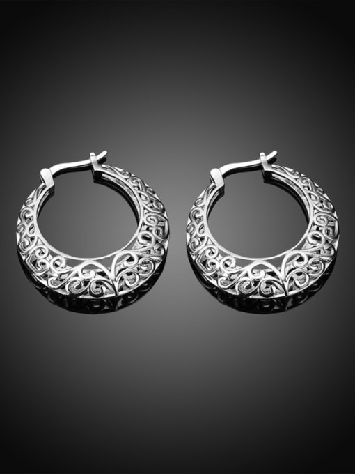 Silvery Exaggerated Hollowed Flower Vine Shaped Drop Earrings