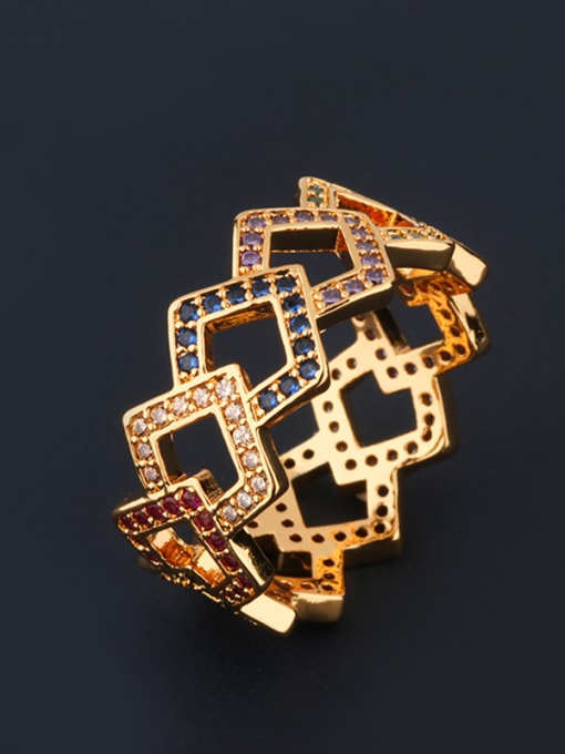 ROSS Copper With Cubic Zirconia Fashion Geometric Multistone Rings
