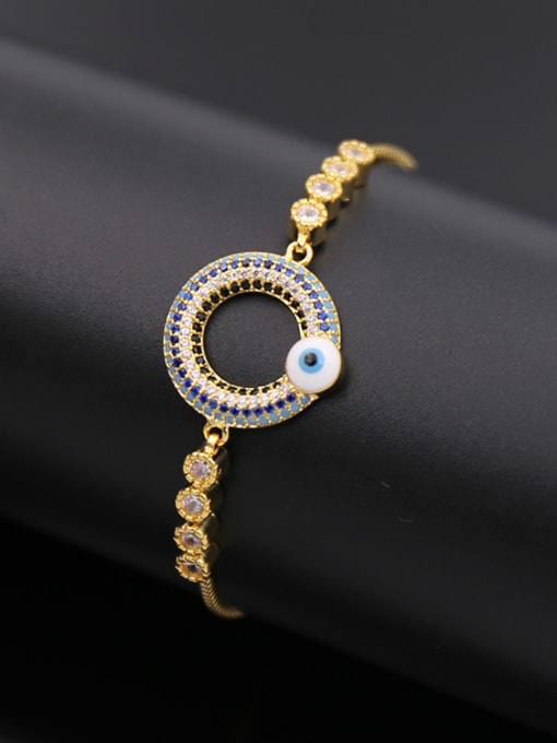 Golden Zircon Round Adjustable Bracelet