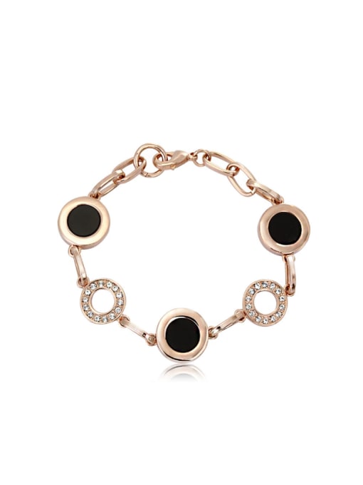 OUXI Women Simple Style Rose Gold Round Shaped Crystal Bracelet