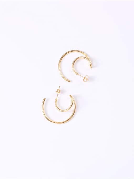 GROSE Titanium With Gold Plated Simplistic Round Hoop Earrings 0