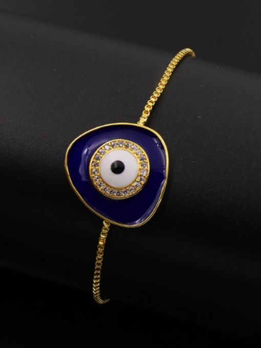 Gold And Purple Enamel Eye Stretch Bracelet