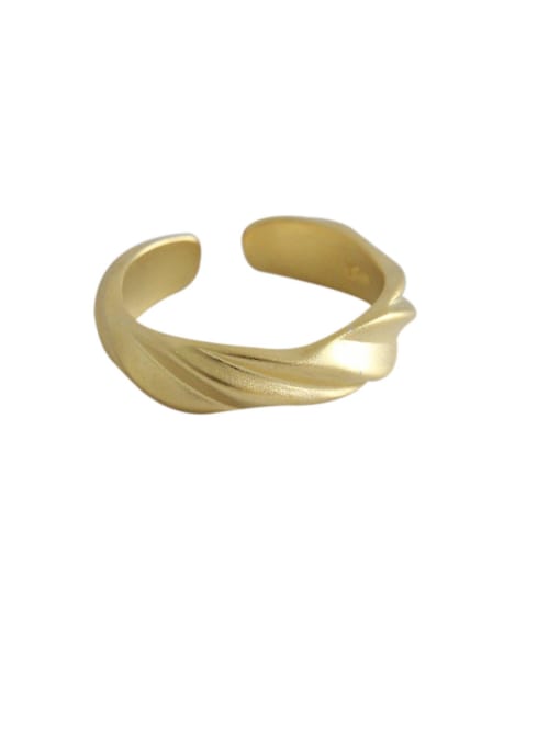 DAKA 925 Sterling Silver With Gold Plated Simplistic Irregular Free Size Rings