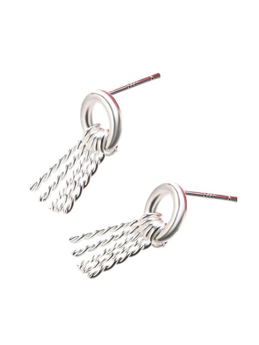 Gujin Simple 925 Silver Short Tassels Stud Earrings 0