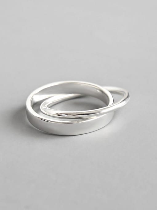 DAKA 925 Sterling Silver With Silver Plated Simplistic Round Rings 0