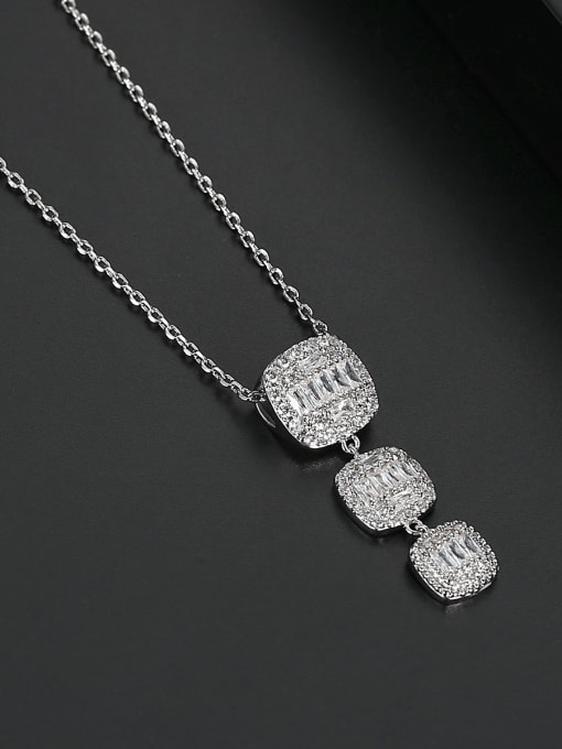 BLING SU Copper With Platinum Plated Simplistic Square Necklaces 1