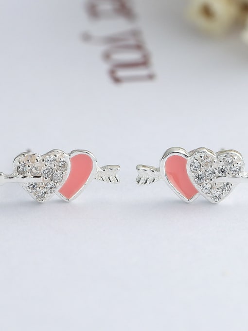 kwan Color Enamel Arrow Heart-shape Stud Earrings 1