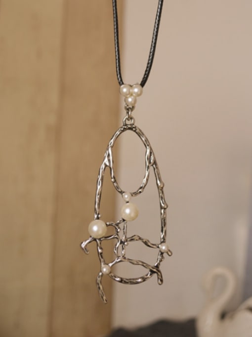 Dandelion Retro Women Geometric Pearl Necklace 0