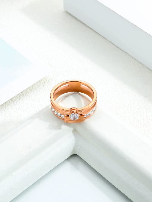 Open Sky Stainless Steel With Rose Gold Plated Simplistic Irregular Band Rings 4