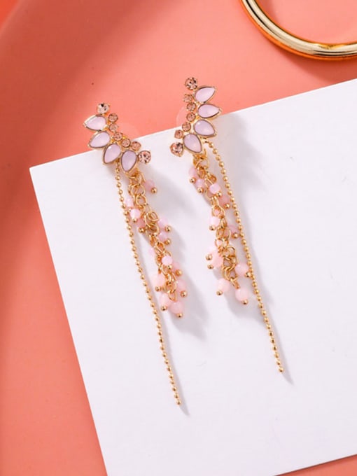 A Pink Alloy With Rose Gold Plated Trendy Water Drop Drop Earrings