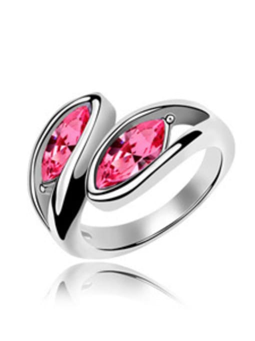 pink Personalized Oval austrian Crystals Alloy Ring