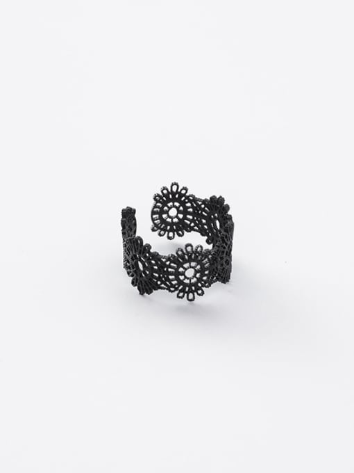 Black Ring Alloy With Gold Plated Trendy Retro lace Ring Bracelet