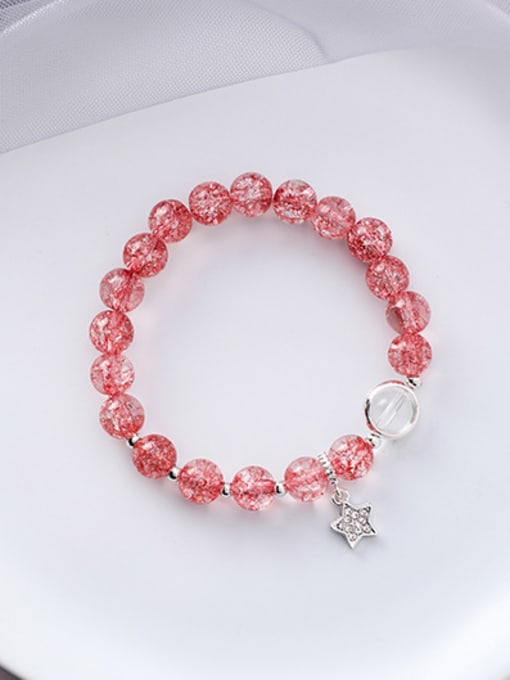 B red Alloy With Platinum Plated Fashion Pentagram Glass Beading  Bracelets