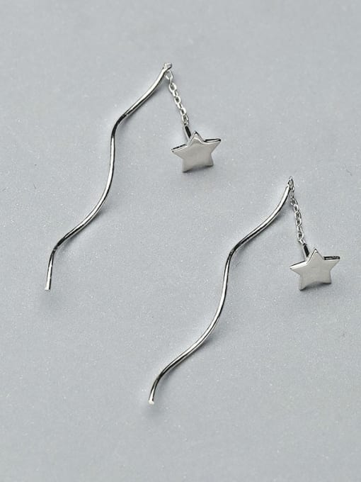 One Silver 925 Silver Star Shaped Drop Earrings 0