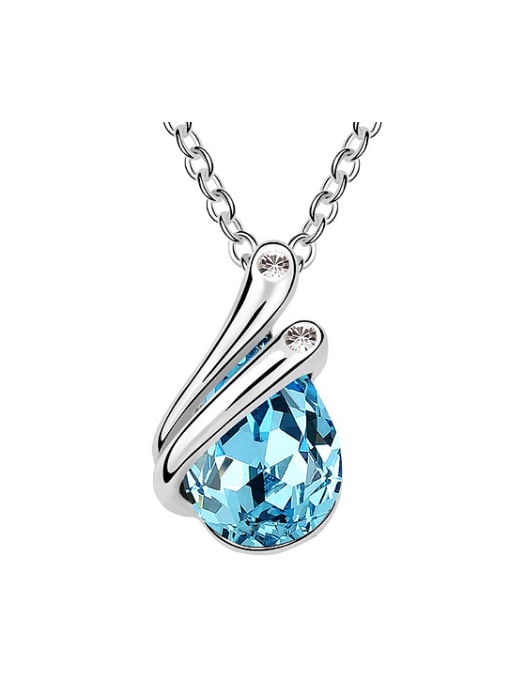 QIANZI Simple Shiny Water Drop austrian Crystal Pendant Alloy Necklace 0
