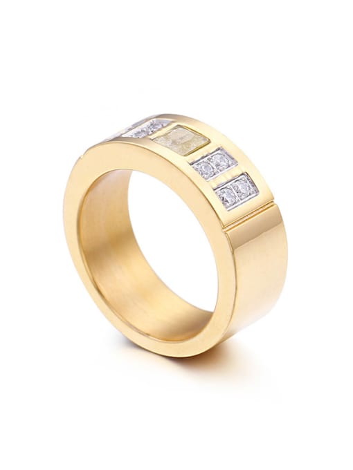 yellow Stainless Steel With Gold Plated Trendy Square Multistone Rings