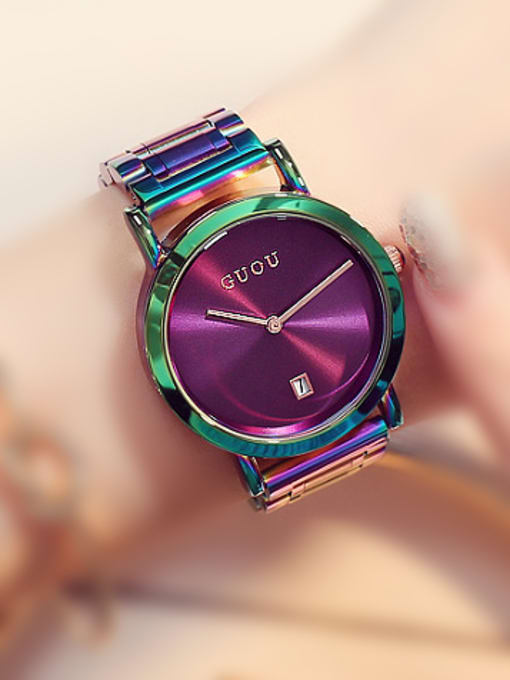 Purple GUOU Brand Simple Colorful Watch