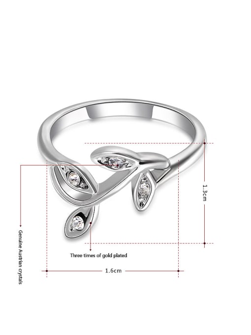 Ronaldo Exquisite Leaf Shaped Austria Crystal Ring 1