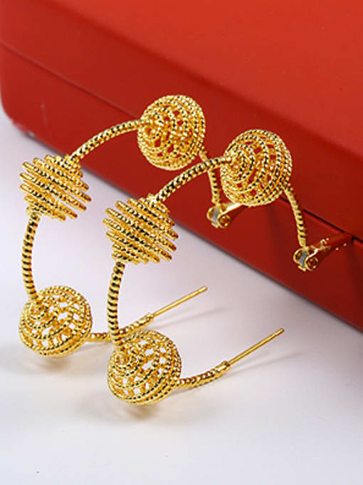 XP Exaggerated Ethnic style Gold Plated Hoop Earrings 2