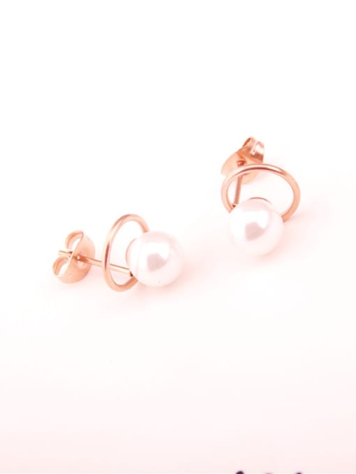 GROSE Rose Gold Plated Artificial Pearls Stud Earrings 1