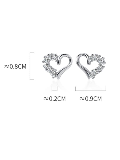 Rosh 925 Sterling Silver With Cubic Zirconia Cute Heart Stud Earrings 3