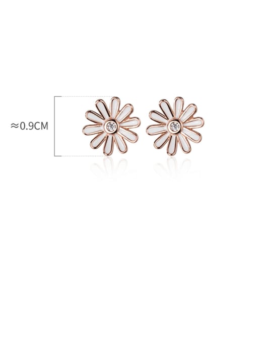 Rosh 925 Sterling Silver With Rose Gold Plated Cute Flower Stud Earrings 2