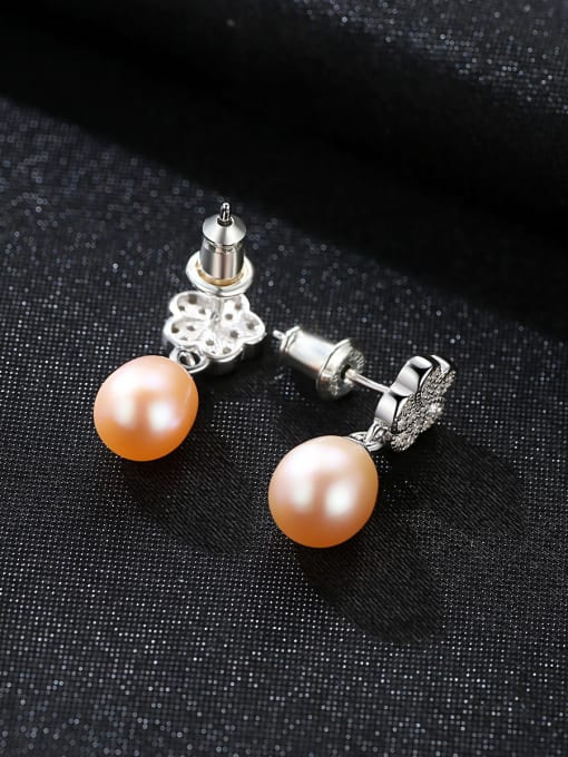CCUI Sterling silver micro-set AAA zircon 8-9mm natural pearl earrings 1