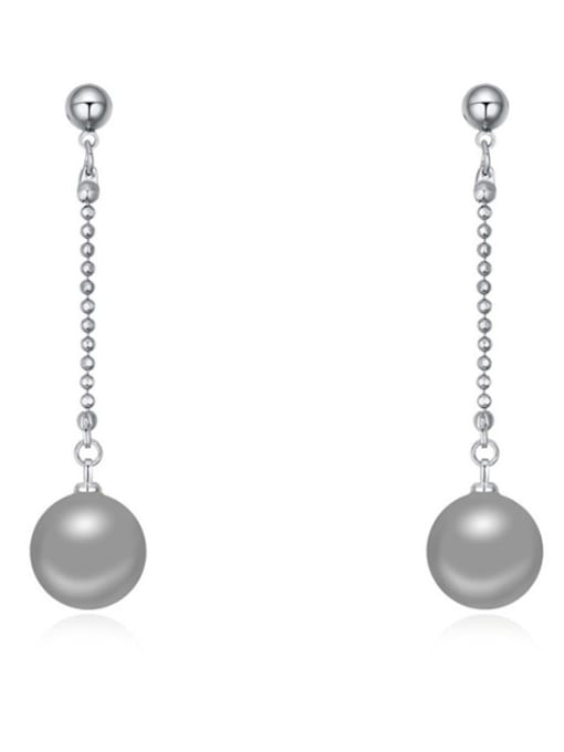 QIANZI Simple Imitation Pearl Platinum Plated Alloy Drop Earrings 1