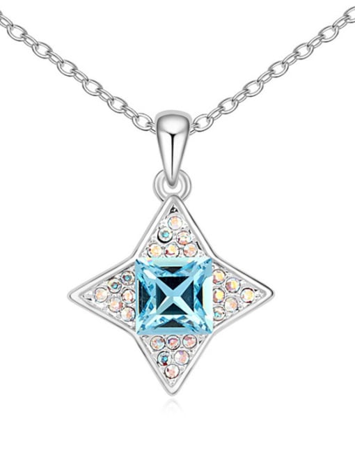blue Simple austrian Crystals-covered Star Pendant Alloy Necklace