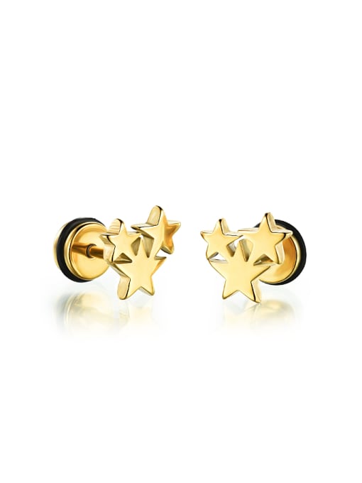 gold Fashion Five-pointed Stars Titanium Stud Earrings