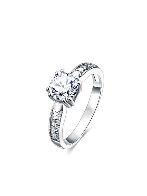 Ronaldo Simply Platinum Plated Zircon Alloy Ring 0