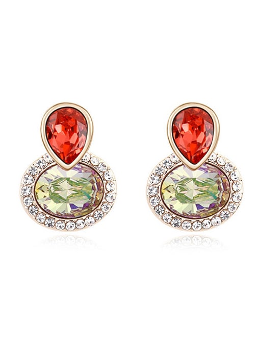 QIANZI Fashion Shiny austrian Crystals-accented Alloy Stud Earrings