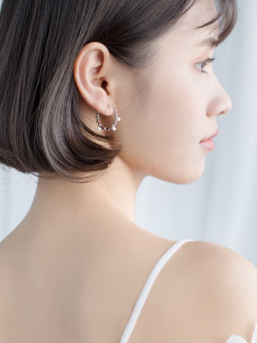 Rosh Japanese style simple branches tweezers sweet imitation pearls earrings 3