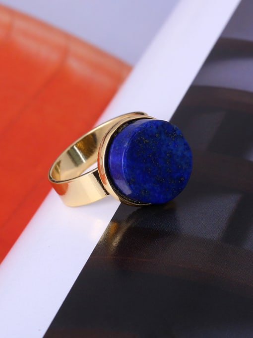 Lang Tony Elegant Blue Round Shaped Gemstone Ring 1