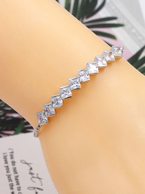Mo Hai Copper With Cubic Zirconia Simplistic Diamond Adjustable Bracelets 1