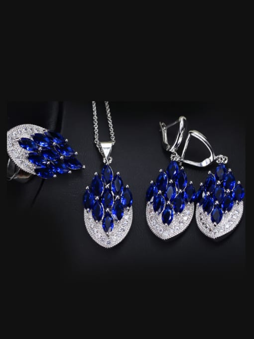Blue Ring 6 Yards Exquisite Luxury Wedding Accessories Jewelry Set
