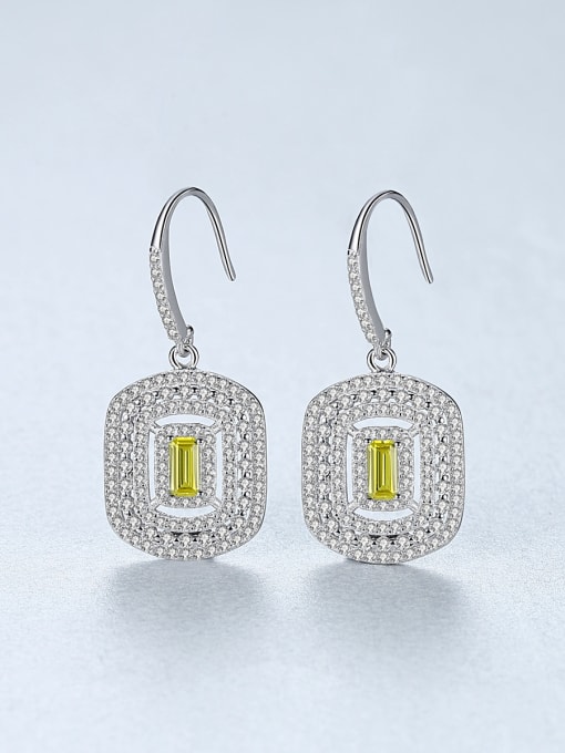 CCUI 925 Sterling Silver With Platinum Plated Delicate Square Hook Earrings 2