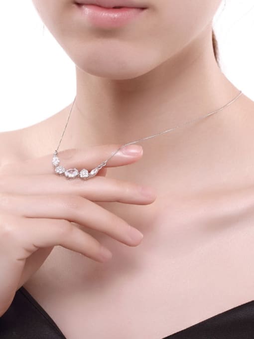 OUXI Fashion Zirconias Platinum Plated Necklace 1