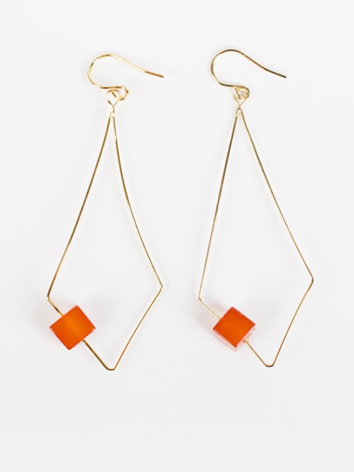 orange Temperament Geometric Shaped natural Stone Earrings