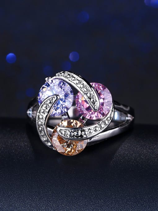 6 Yards Exquisite Colorful Zircons Ring