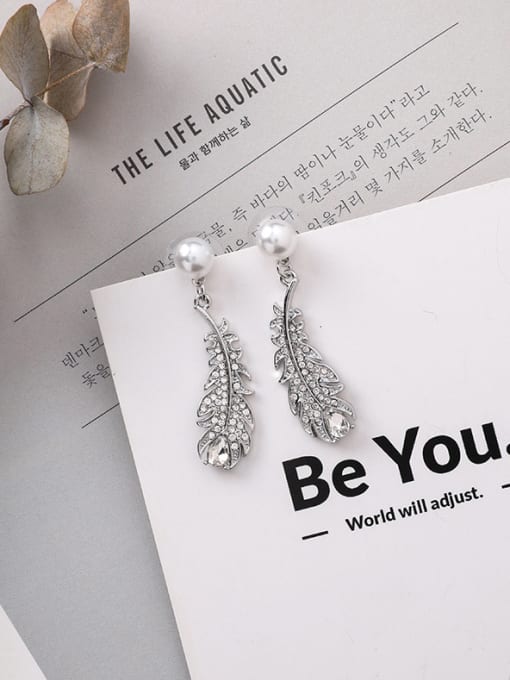 Platinum Alloy With Platinum Plated Simplistic Leaf Drop Earrings