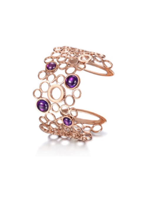 Rose Gold The Twist Circle And The Purple Opal Opening Bracelet